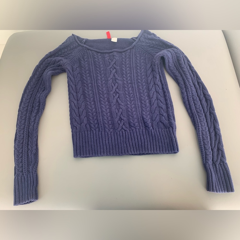 Divided Cable Knit Navy Blue Sweater Size 2